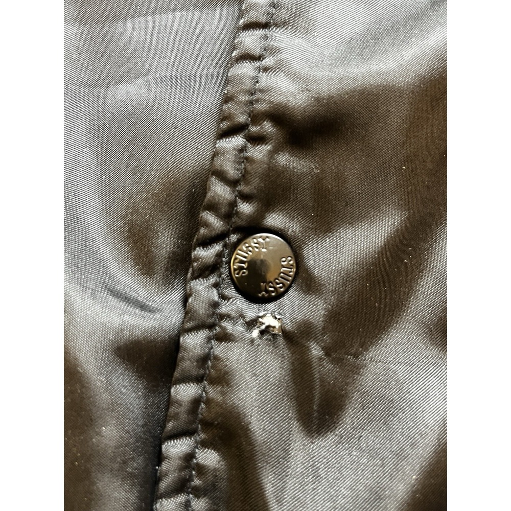 Stussy Varsity Black Satin Bomber Jacket- XL Embroidered- Snaps VTG- Y2K- 1990s - Picture 4 of 13